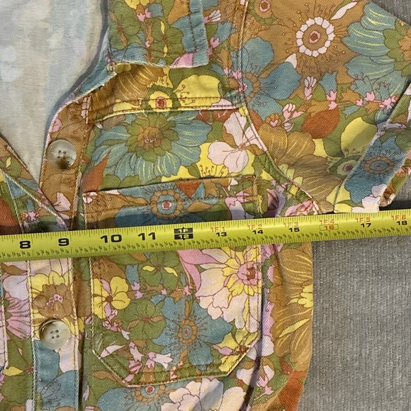 Show Me Your MuMu XS Denim Floral Boho Cannon Romper Groovy Blooms Extra Small - Picture 11 of 13